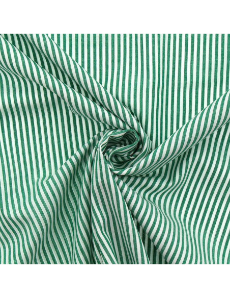 Tejido popelina de algodón - Rayas finas - Verde oscuro