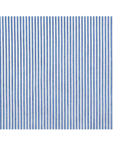 Tejido popelina de algodón - Rayas finas - Azul