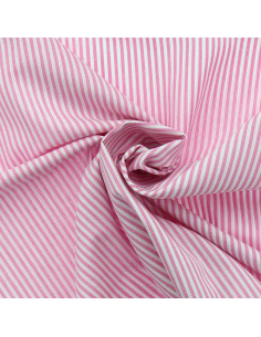 Tejido popelina de algodón - Rayas finas - Rosa