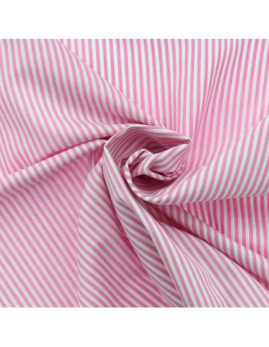 Tejido popelina de algodón - Rayas finas - Rosa