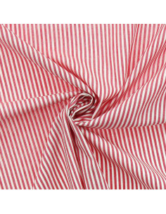 Tejido popelina de algodón - Rayas finas - Rojo cereza