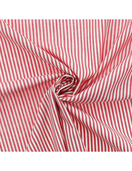 Tejido popelina de algodón - Rayas finas - Rojo cereza