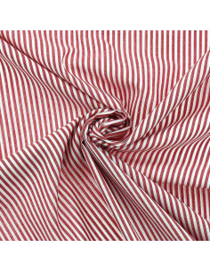 Tejido popelina de algodón - Rayas finas - Rojo
