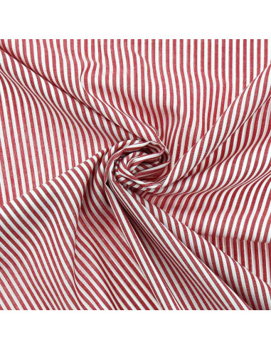 Tejido popelina de algodón - Rayas finas - Rojo