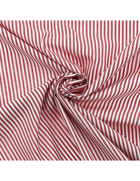 Tejido popelina de algodón - Rayas finas - Rojo