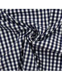 Tejido popelina de algodón - Vichy cuadros grandes - Azul marino