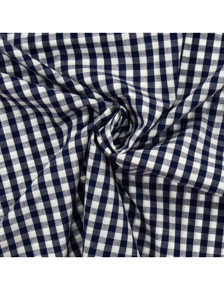 Tejido popelina de algodón - Vichy cuadros grandes - Azul marino