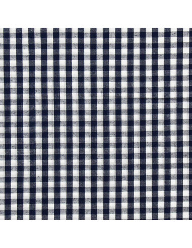 Tejido popelina de algodón - Vichy cuadros grandes - Azul marino
