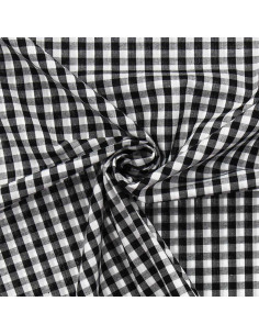Tejido popelina de algodón - Vichy cuadros grandes - Negro