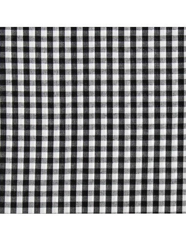 Tejido popelina de algodón - Vichy cuadros grandes - Negro
