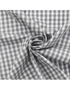 Tejido popelina de algodón - Vichy cuadros grandes - Gris