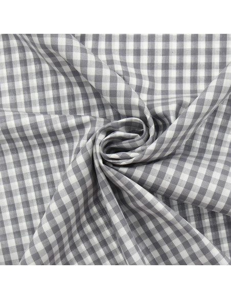 Tejido popelina de algodón - Vichy cuadros grandes - Gris