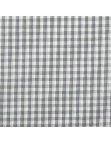 Tejido popelina de algodón - Vichy cuadros grandes - Gris