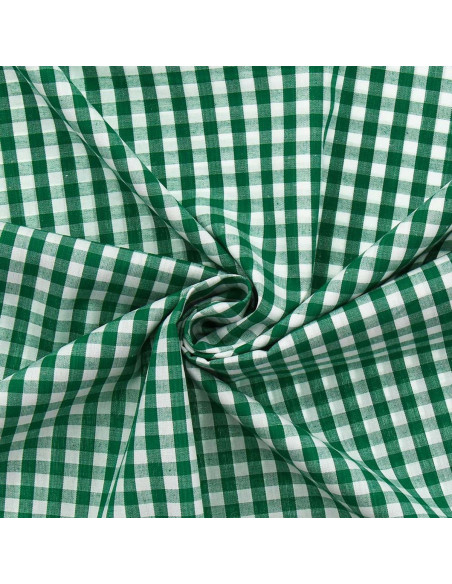 Tejido popelina de algodón - Vichy cuadros grandes - Verde oscuro