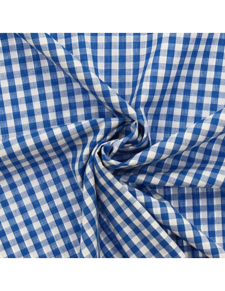 Tejido popelina de algodón - Vichy cuadros grandes - Azul