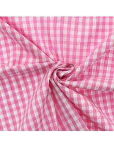 Tejido de popelina de algodón - Vichy cuadros grandes - Rosa
