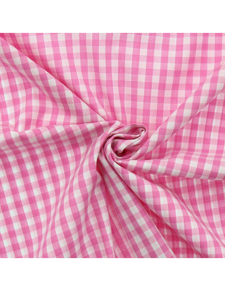 Tejido de popelina de algodón - Vichy cuadros grandes - Rosa