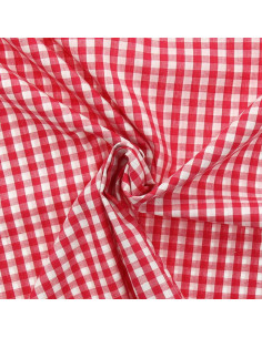 Tejido popelina de algodón - Vichy cuadros grandes - Frambuesa