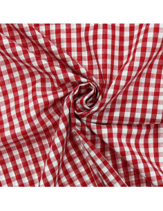 Tejido popelina de algodón - Vichy cuadros grandes - Rojo