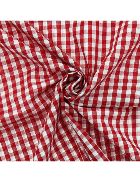 Tejido popelina de algodón - Vichy cuadros grandes - Rojo