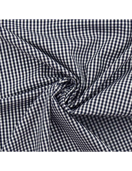 Tejido popelina de algodón - Vichy cuadros pequeños - Azul marino