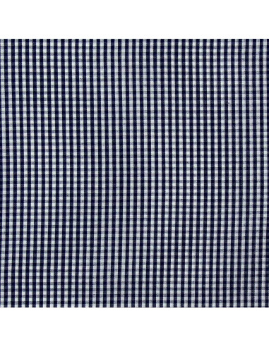 Tejido popelina de algodón - Vichy cuadros pequeños - Azul marino