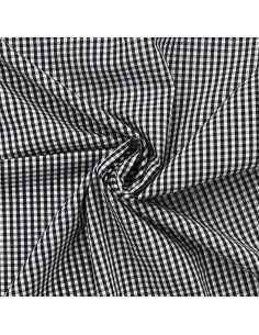 Tejido popelina de algodón - Vichy cuadros pequeños - Negro