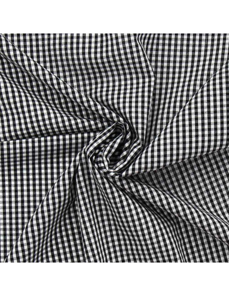 Tejido popelina de algodón - Vichy cuadros pequeños - Negro