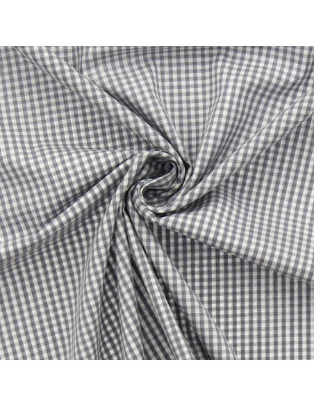 Tejido popelina de algodón - Vichy cuadros pequeños - Gris