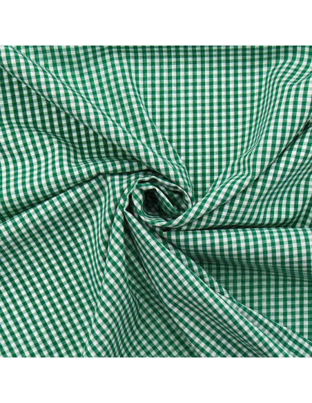 Tejido popelina de algodón - Vichy cuadros pequeños - Verde oscuro