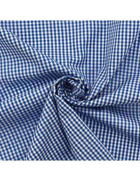 Tejido popelina de algodón - Vichy cuadros pequeños - Azul