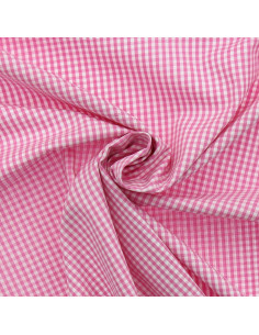 Tejido popelina de algodón - Vichy cuadros pequeños - Rosa
