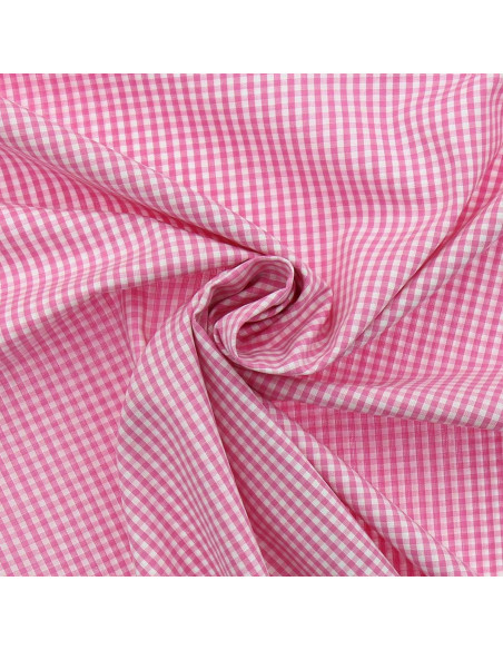 Tejido popelina de algodón - Vichy cuadros pequeños - Rosa