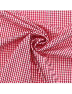 Tejido popelina de algodón - Vichy cuadros pequeños - Frambuesa