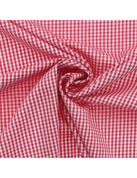 Tejido popelina de algodón - Vichy cuadros pequeños - Frambuesa