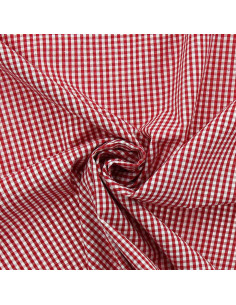 Tejido popelina de algodón - Vichy cuadros pequeños - Rojo