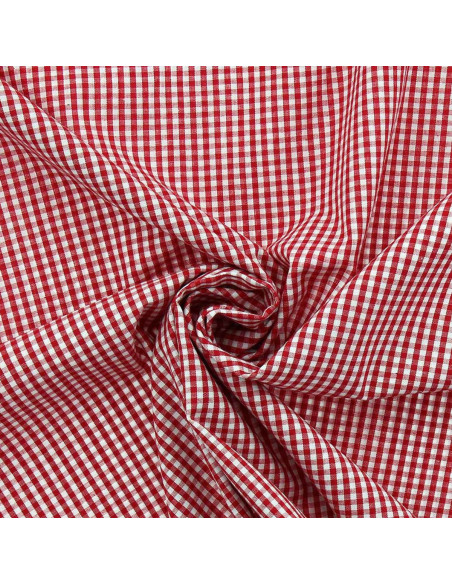 Tejido popelina de algodón - Vichy cuadros pequeños - Rojo