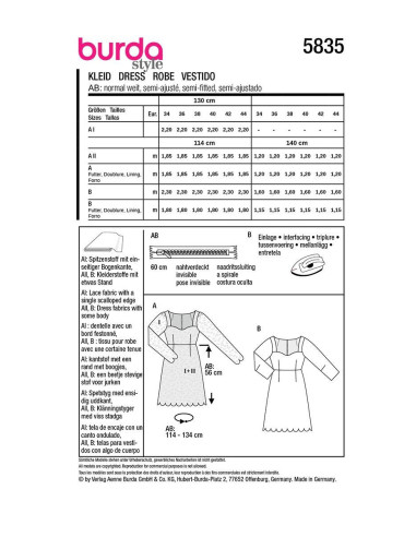 Patrón de vestido - Burda 5835