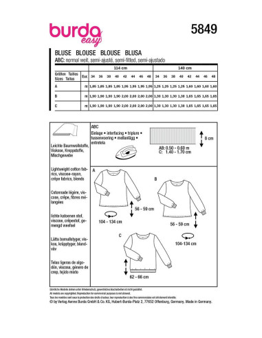 Patrón de blusa - Burda 5849