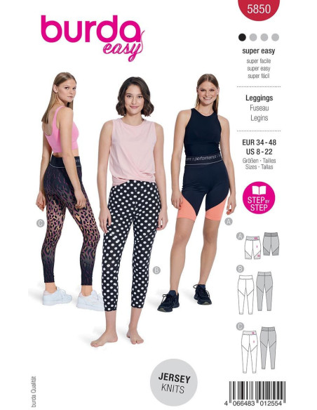 Patrón de leggings - Burda 5850