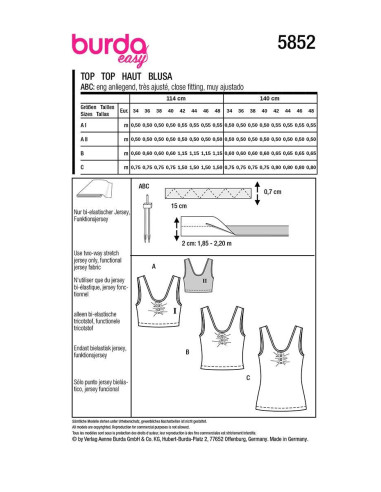 Patrón de top - Burda 5852