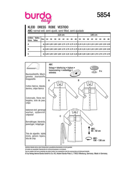 Patrón de vestido - Burda 5854