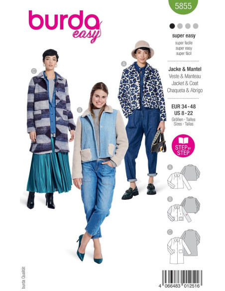Patrón de chaqueta y abrigo - Burda 5855