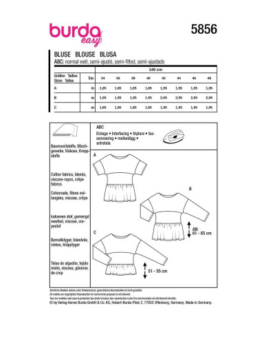 Patrón de blusa - Burda 5856
