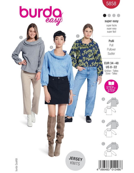 Patrón de suéter - Burda 5858
