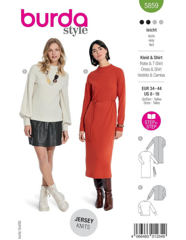 Patrón de vestido y camiseta - Burda 5859