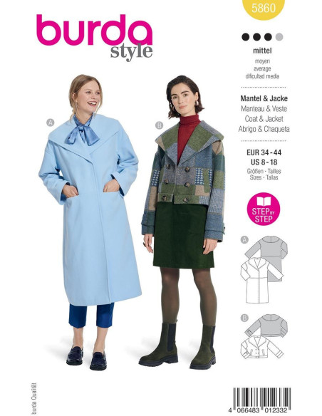Patrón de chaqueta y abrigo - Burda 5860