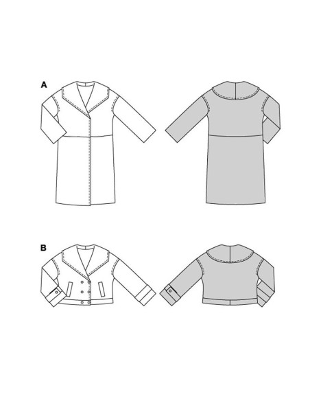 Patrón de chaqueta y abrigo - Burda 5860