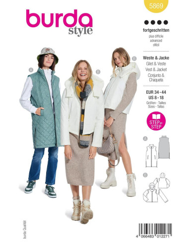 Patrón de chaleco y chaqueta - Burda 5869