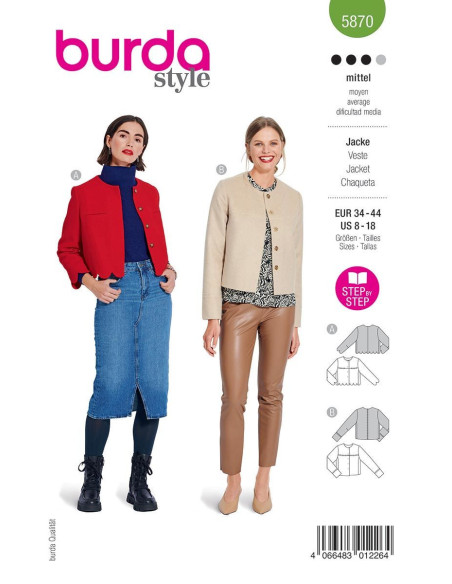 Patrón de chaqueta - Burda 5870